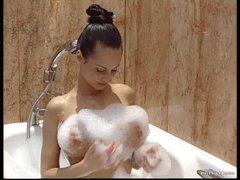 Naturally Breasty Brunette hair Michelle Wild Goes Anal and Receives Facialized